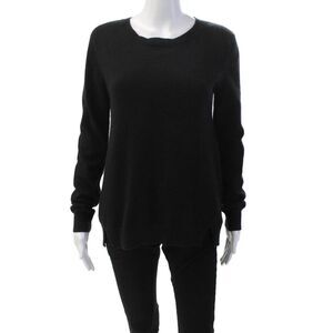 Me. N. U. Womens Long Sleeve Scoop Neck Cashmere Sweater Black Size Small